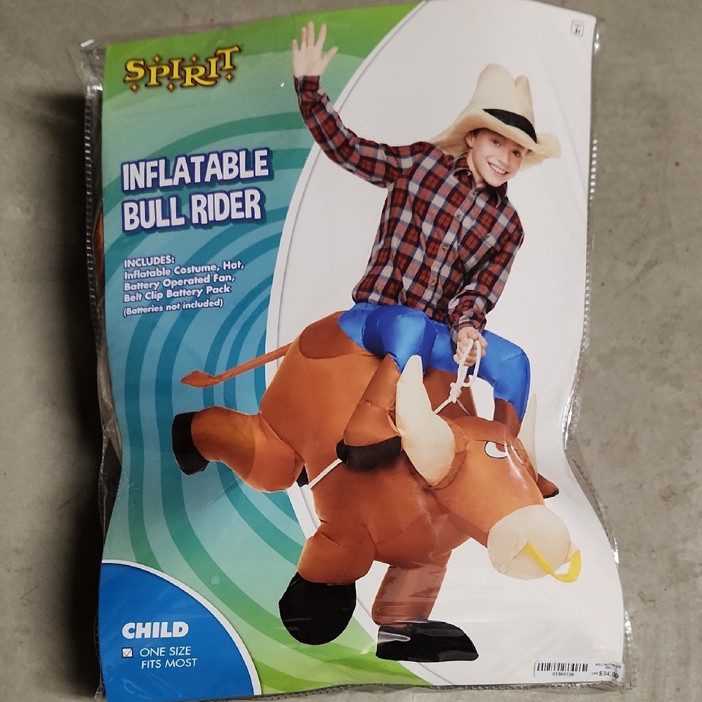Spirit Inflatable Bull Rider Costume with Cowboy Hat. Child One Size Fits Most.